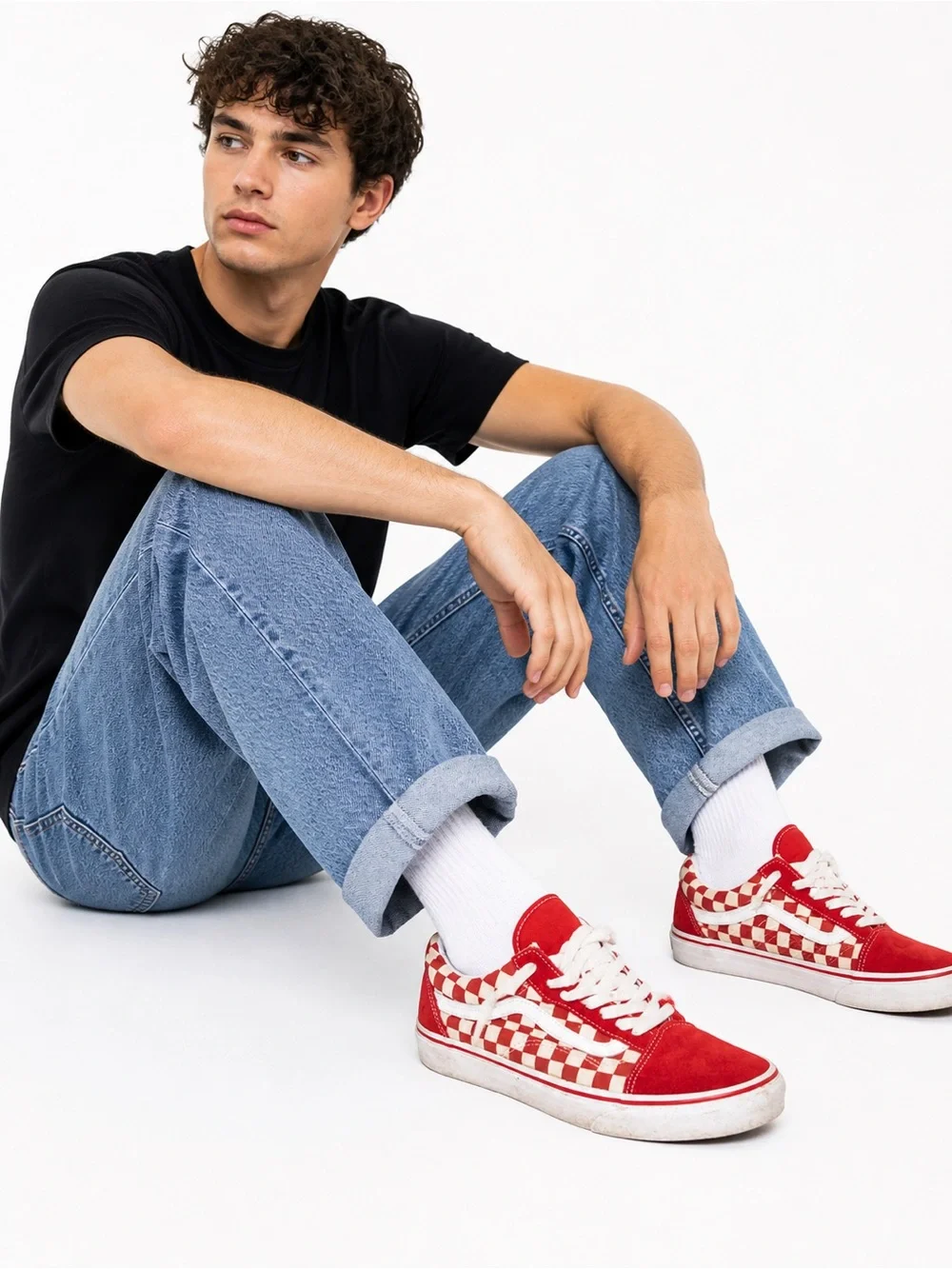 Vans Mens Size‎ 9.5 Red Checkerboard Low-Top Sneakers