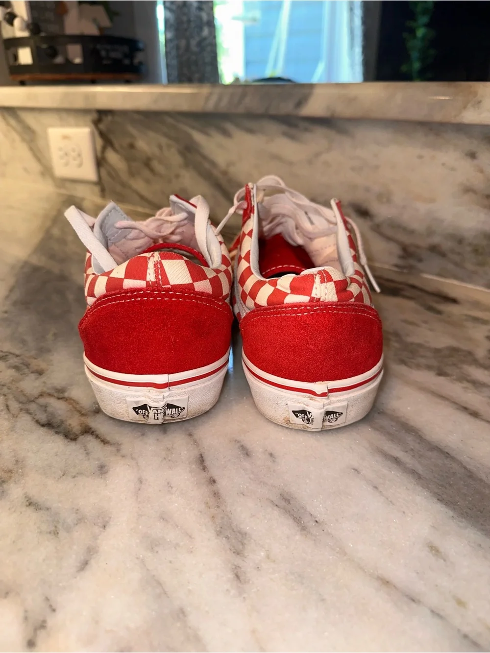 Vans Mens Size‎ 9.5 Red Checkerboard Low-Top Sneakers