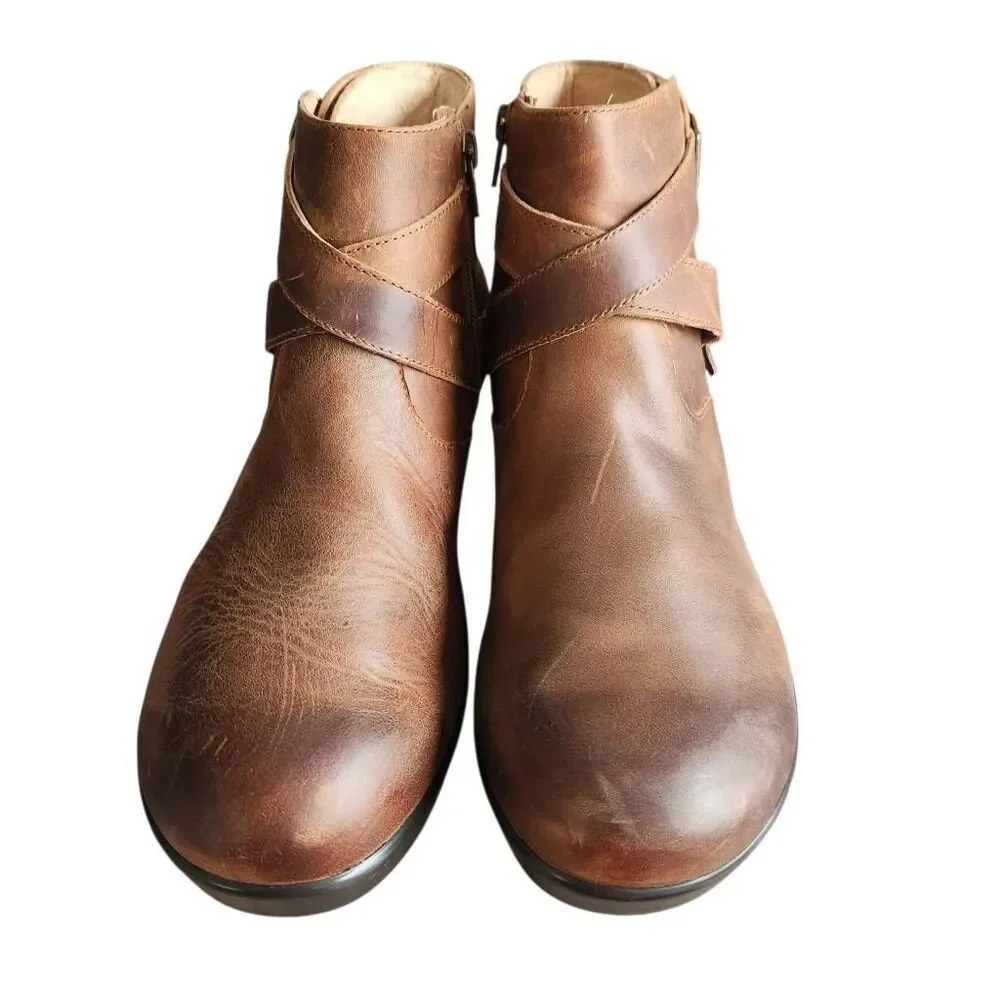 Alegria Boots Womens 41 US 10 Eva Boot Brown Leather Wedge Heel Platform Comfy B