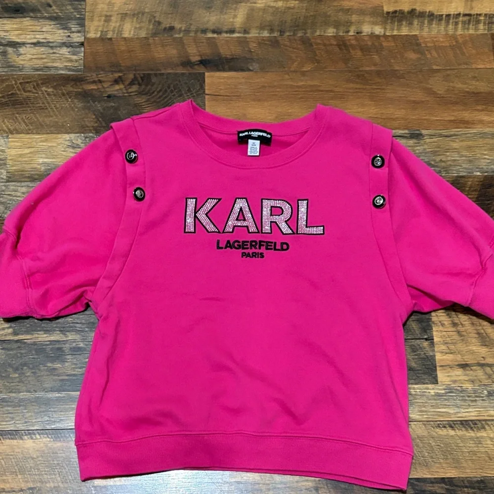 Karl Lagerfeld Paris hot pink short-sleeve‎ sweatshirt