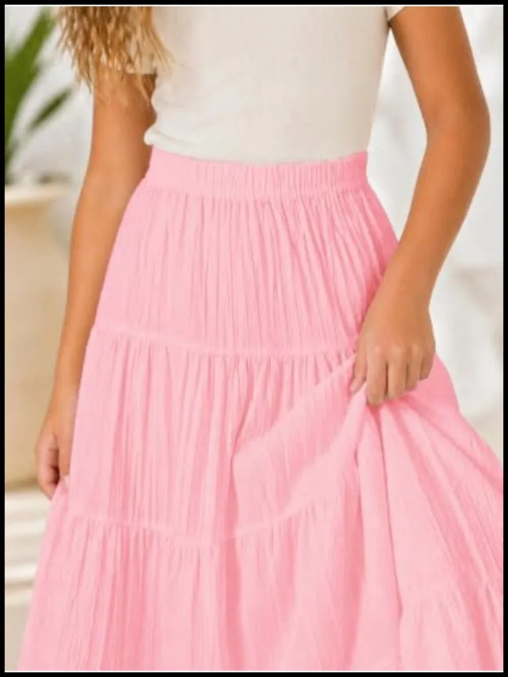 Girls Tiered Maxi Skirt Boho Flowy High Waist Peasant Long Skirt
