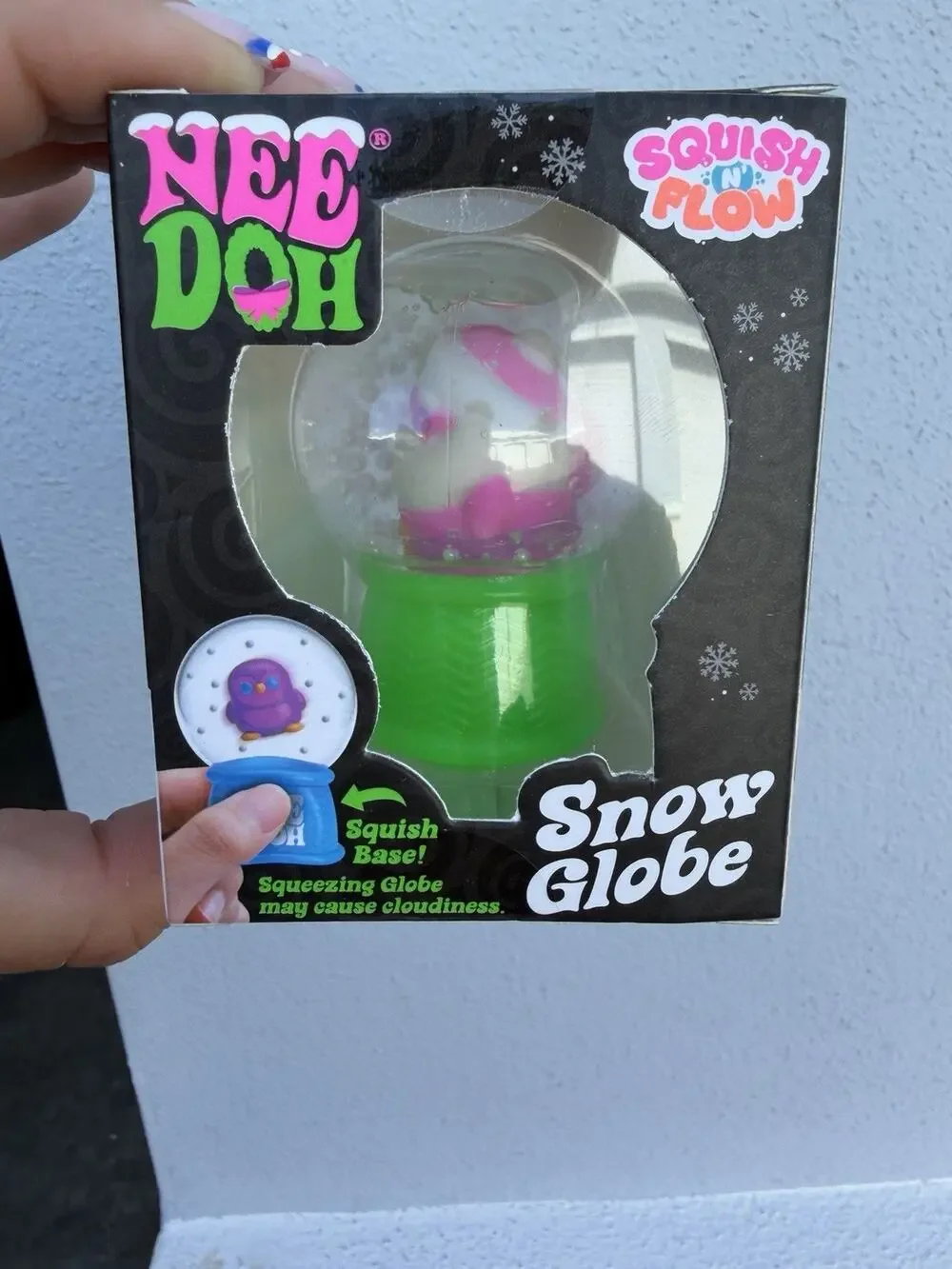 NeeDoh Squish 'N' Flow Snow Globe - SanDoh Claus (Green Base) Fidget Toy NEW