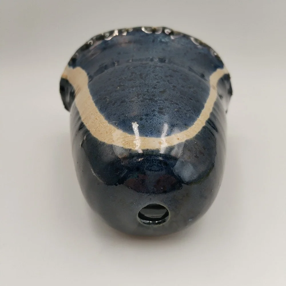 VTG Richard Sanderson Studio Art Pottery Wall Pocket Vase Blue Glaze‎ NH 2002
