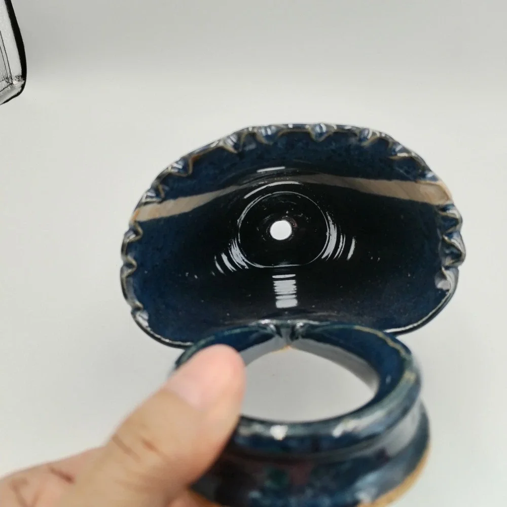 VTG Richard Sanderson Studio Art Pottery Wall Pocket Vase Blue Glaze‎ NH 2002