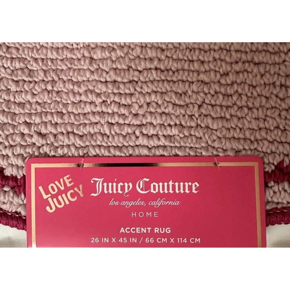 Juicy Couture Pink Bow Accent Rug Bath Mat Coquette Scalloped 26x45