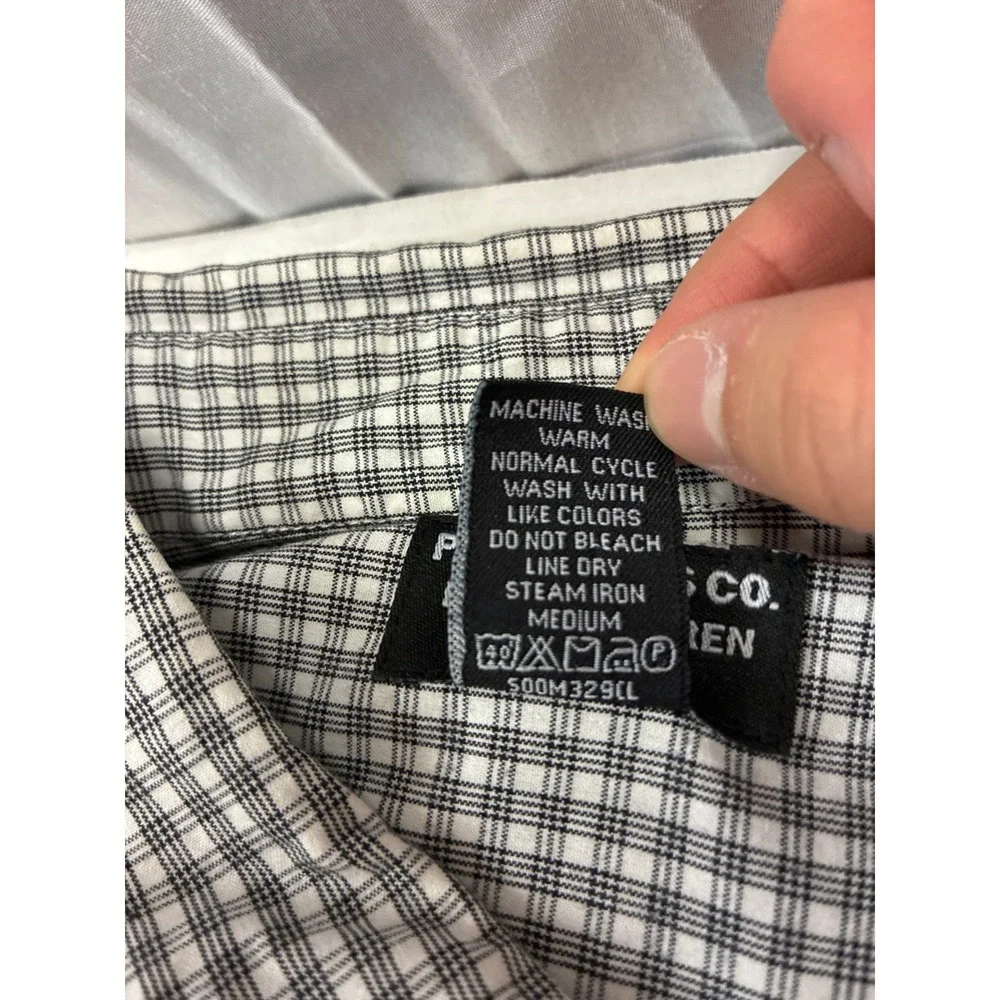 Polo Jeans Co Ralph Lauren Mens XXL Black White Check Short Sleeve‎ Button Shirt
