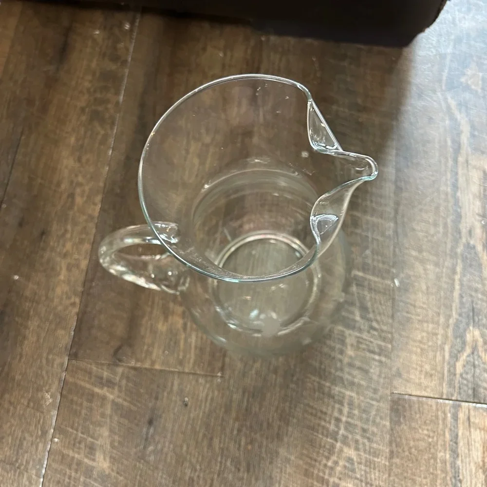 Princess House Heritage Etched Floral‎ Clear Glass Pitcher 10 Inch Vintage 2 Qt