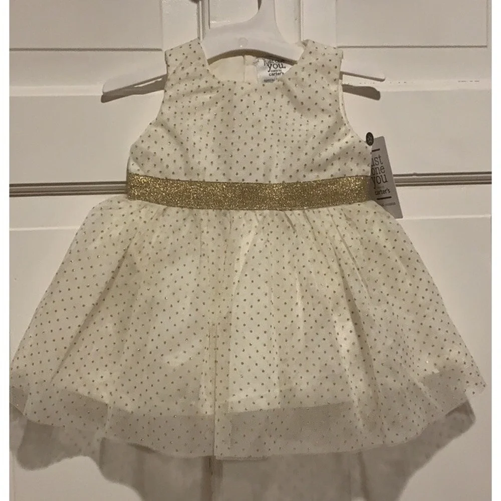 New Special Occasion Dress Carter's Just One You Gold Polka Dot  Size 3M Wedding