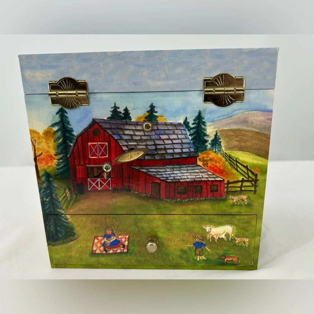 Jewelry Keepsake Music Box‎ Wind Up Music and Twirling Horse Lots of Drawers
