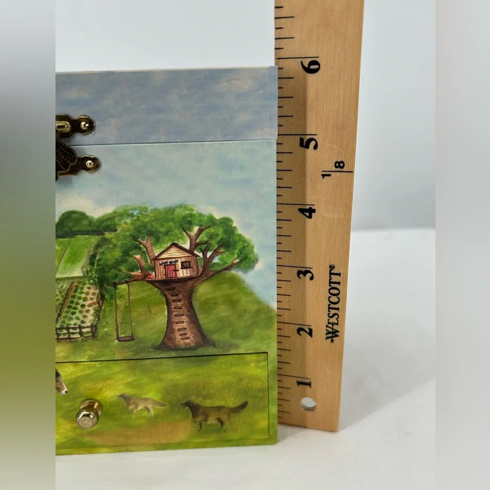 Jewelry Keepsake Music Box‎ Wind Up Music and Twirling Horse Lots of Drawers