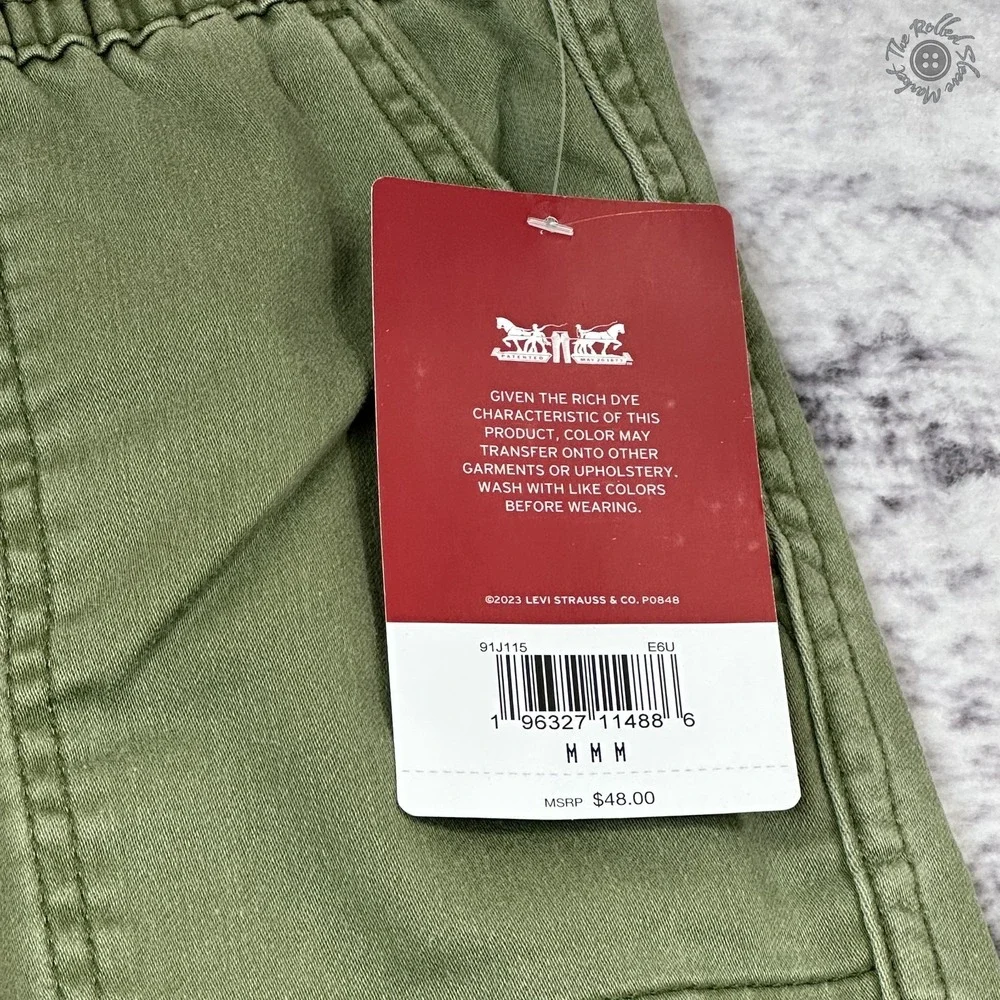 NWT Levi's Dobby Cargo Jogger Pants Boys Medium Olive Green Stretch MSRP‎ $48.00