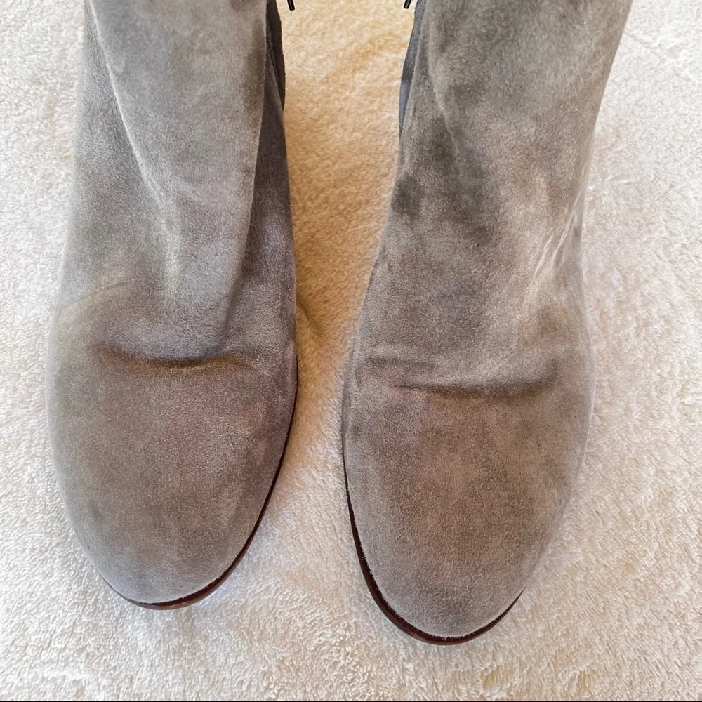 SAM EDELMAN TAUPE SUEDE CHELSEA SHORT ANKLE BOOTIE ZIPPER SIZE 7.5