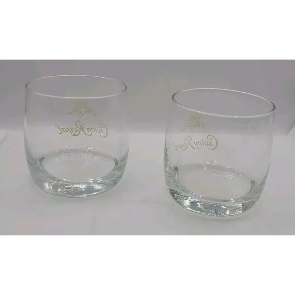 CROWN ROYAL Whiskey SET‎ OF 2 Rare Vintage Highball Glasses Golden Crown Pillow