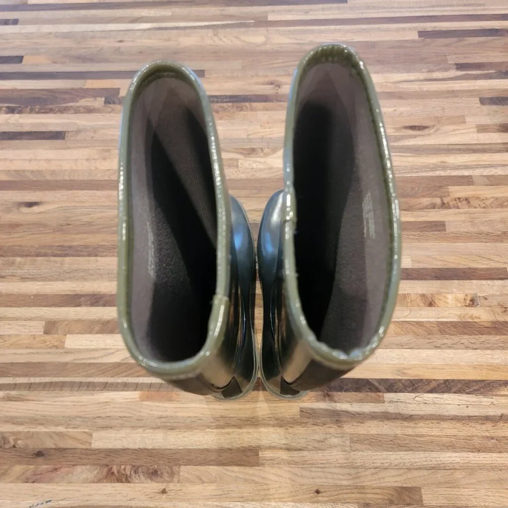 Tory Burch Tall Logo Black & Gray Rubber Rain Boots