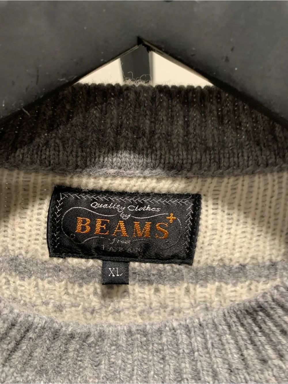 BEAMS Men's Gray Fair Isle Reindeer Crewneck Sweater