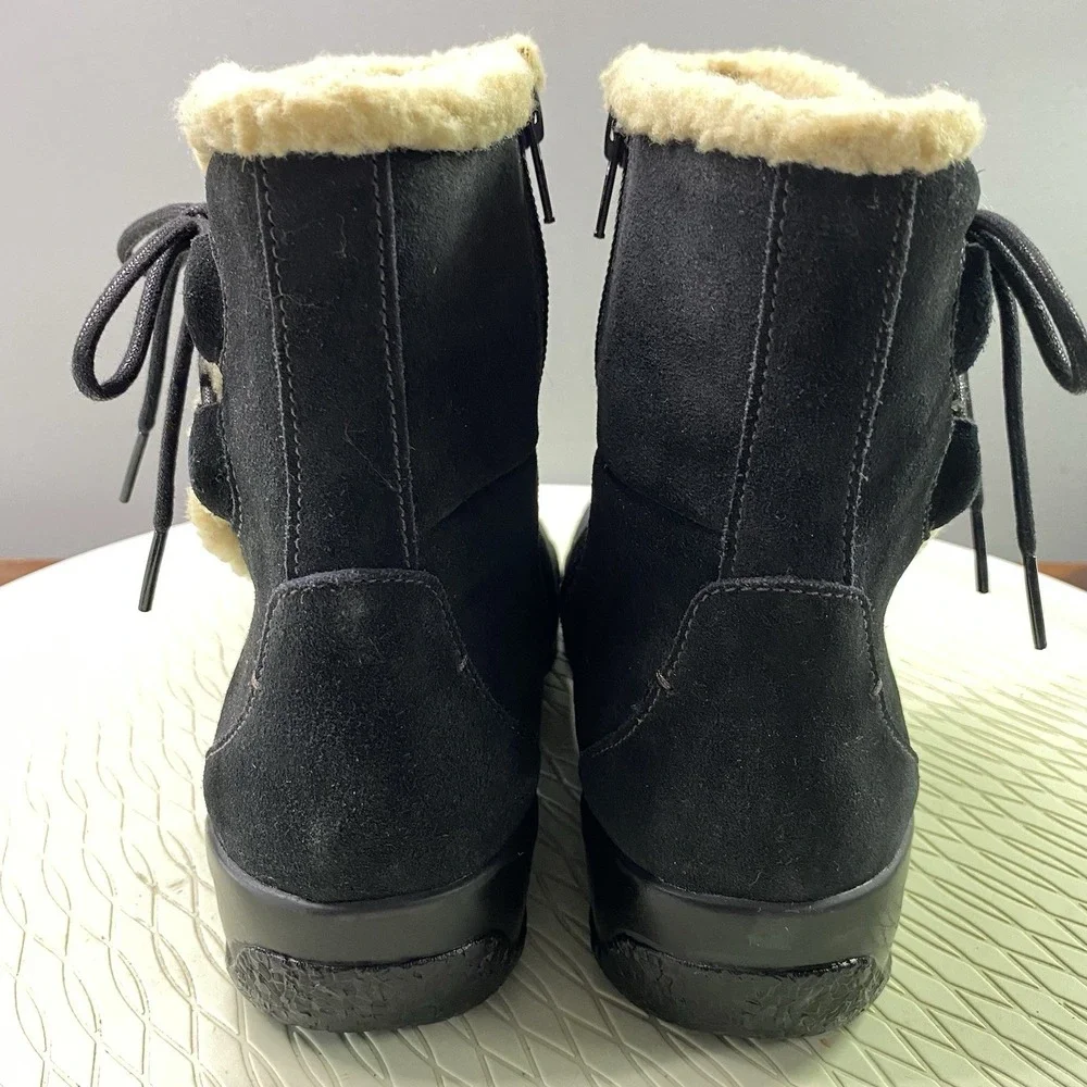 Clarks Womens Bendables‎ Black Suede/leather Sherpa Trimmed Boots. Sz.10M EUC