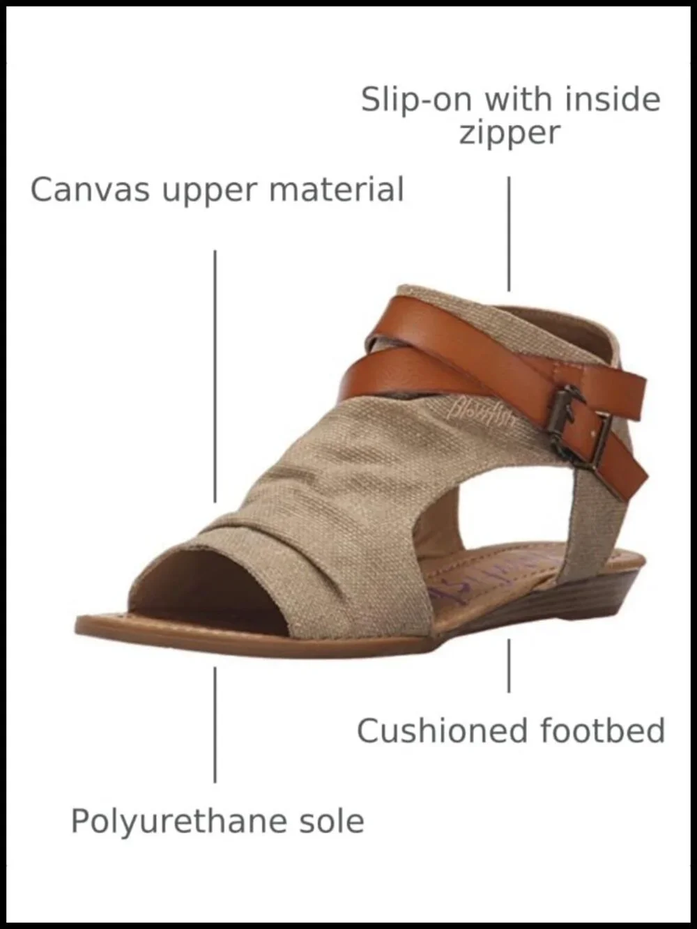Wedge Sandal with Canvas Upper and Cushioned Footbed