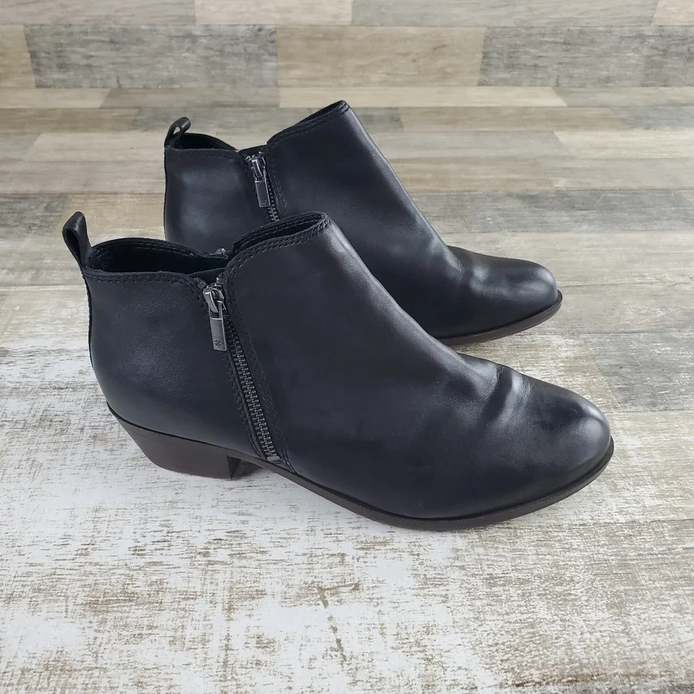 Lucky‎ Brand Basel Womens Booties Sz 11 W Black Leather Side Zip Ankle Boots