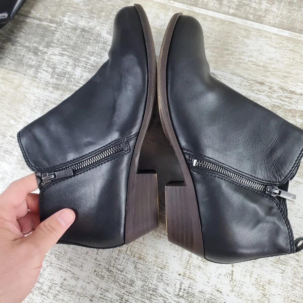 Lucky‎ Brand Basel Womens Booties Sz 11 W Black Leather Side Zip Ankle Boots