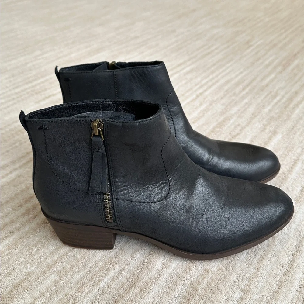 EUC Lucky Brand Blandre Ankle Boots Booties Leather Black Size 8.5