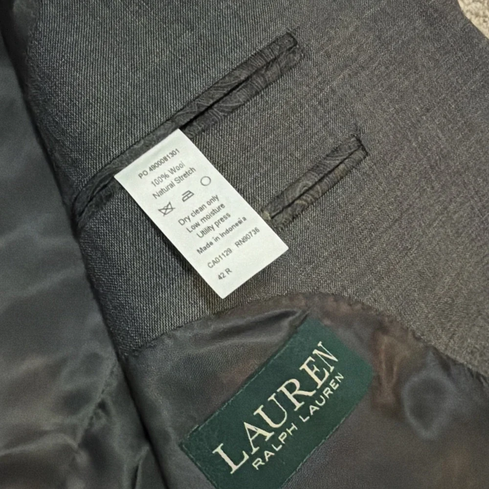 Lauren Ralph Lauren Mens 42R Gray 100% Wool 2 Button‎ Blazer