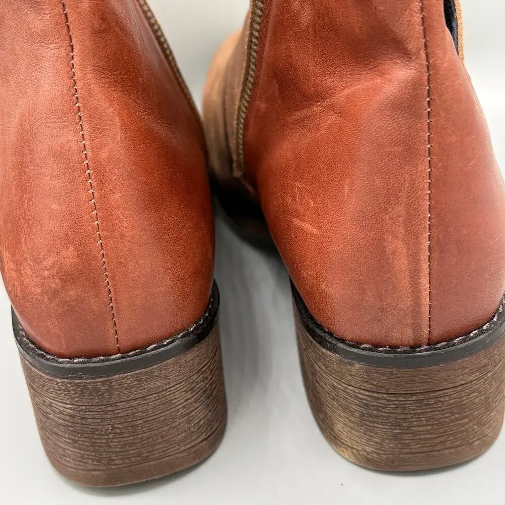 Naot Women's Leather Suede Stacked Heel Zip Up Emerald Ankle Booties Size 41