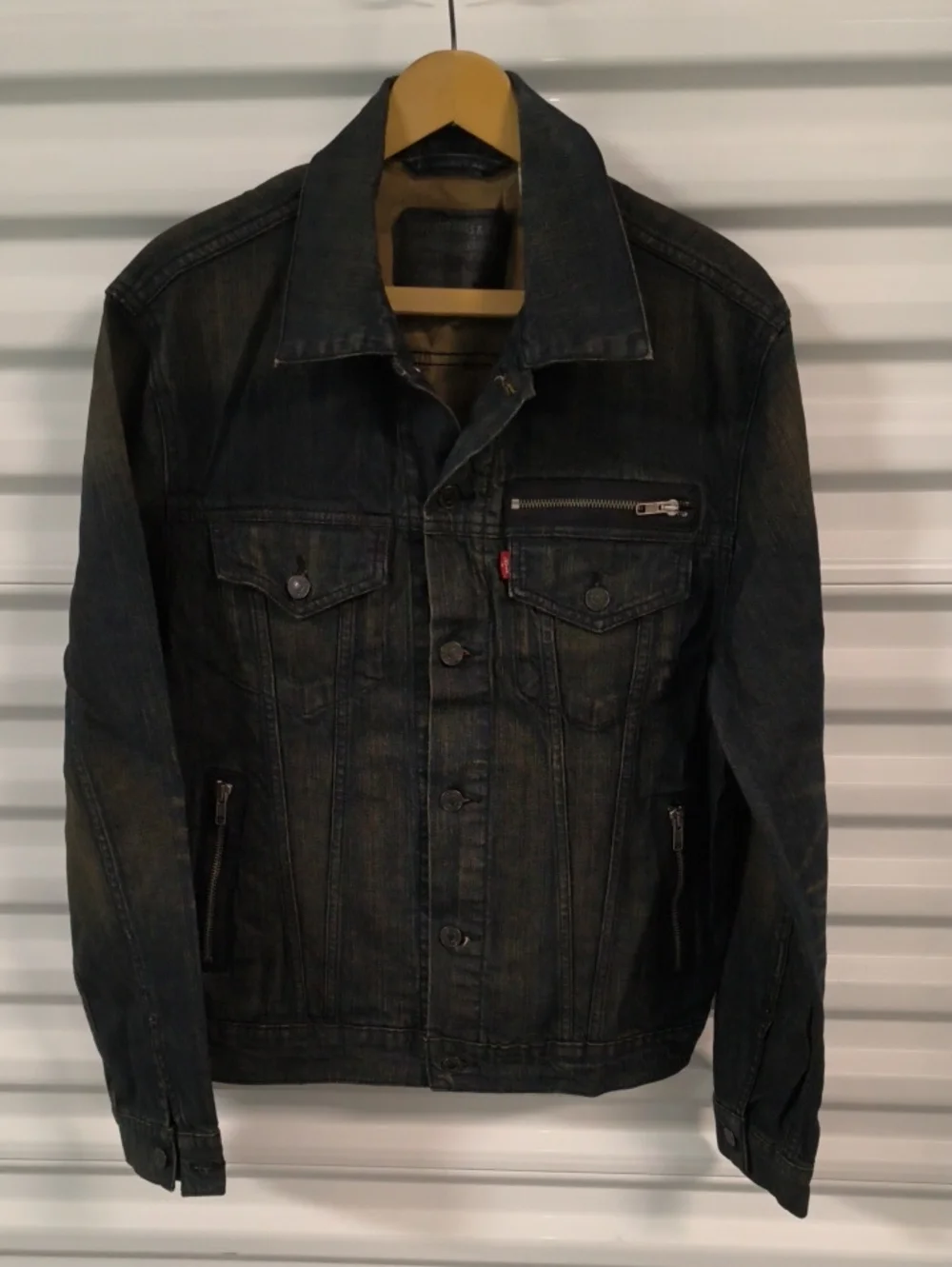 Levi's Men's Button Front Cotton Denim Trucker Jean Jacket Blue Black Medium