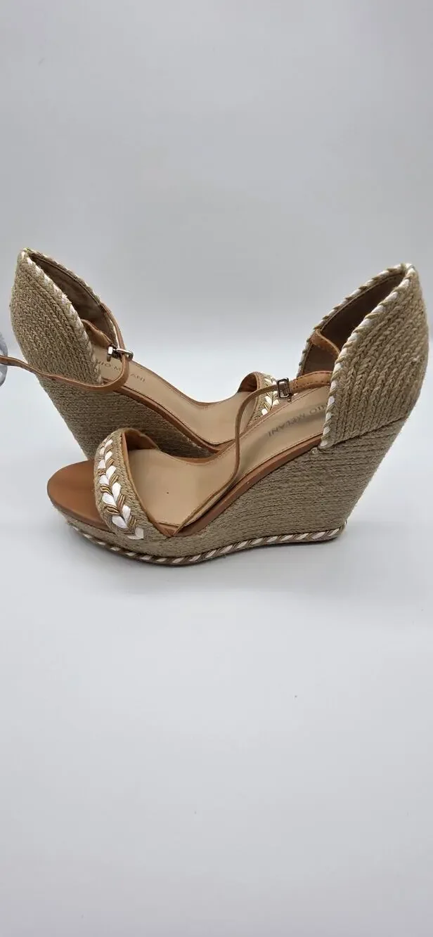 Antonio Melani Women’s 10 M Espadrille Wedge Sandals Tan Braided Ankle Strap