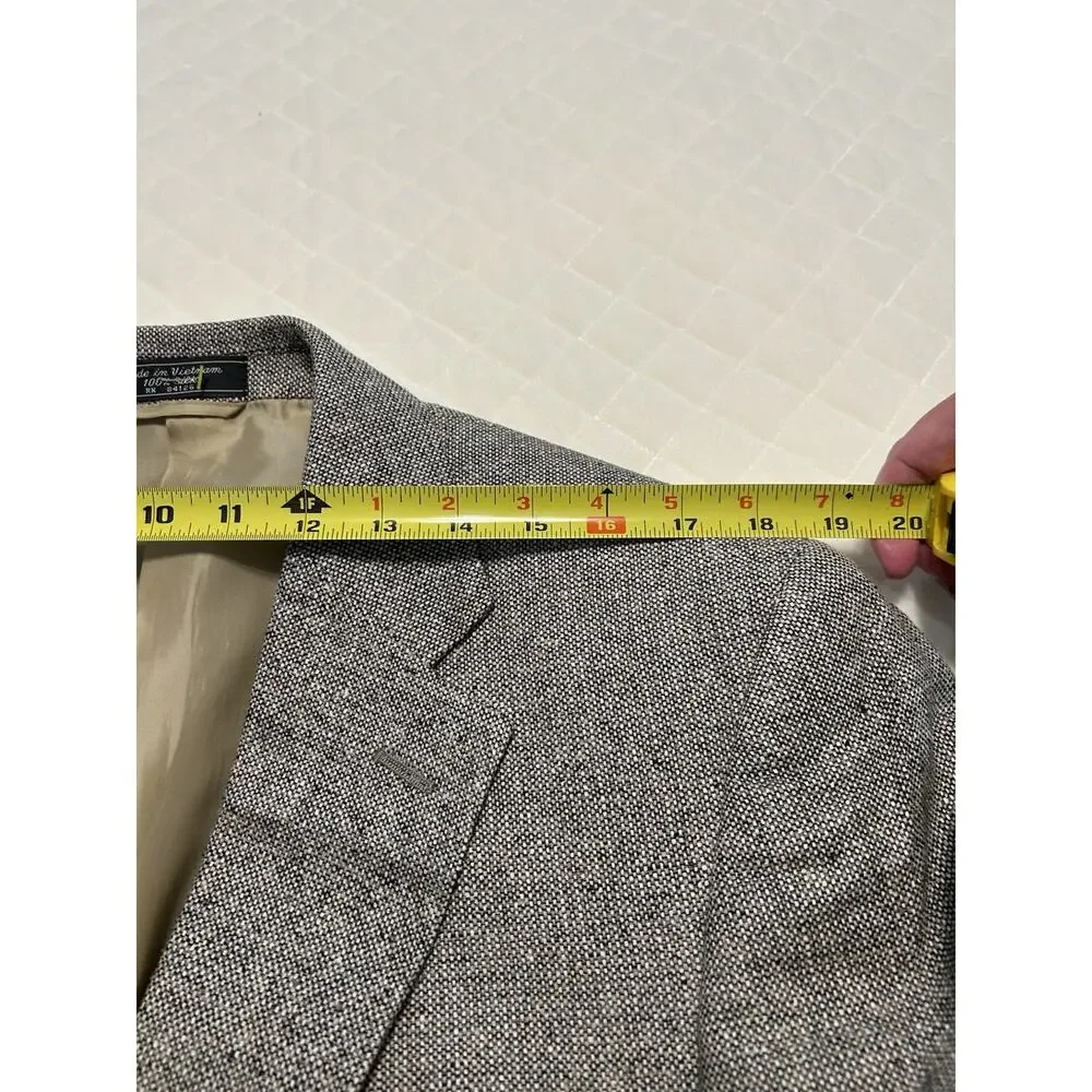 Meeting Street Mens 42L 100% Silk Blazer Gray Tan‎ Tweed Sports Coat Work Jacket