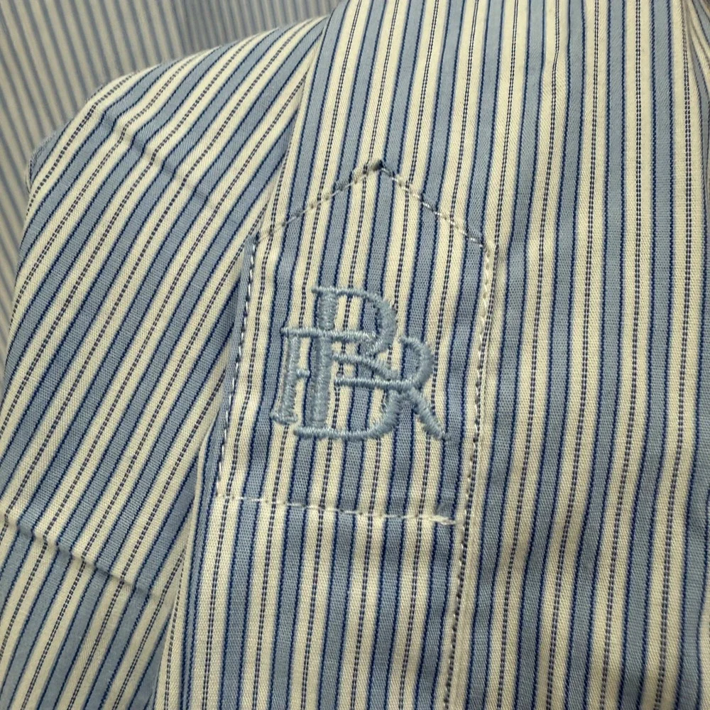 Banana Republic Dress Shirt Mens XL Blue Striped Slim Fit Poplin Button Down NEW