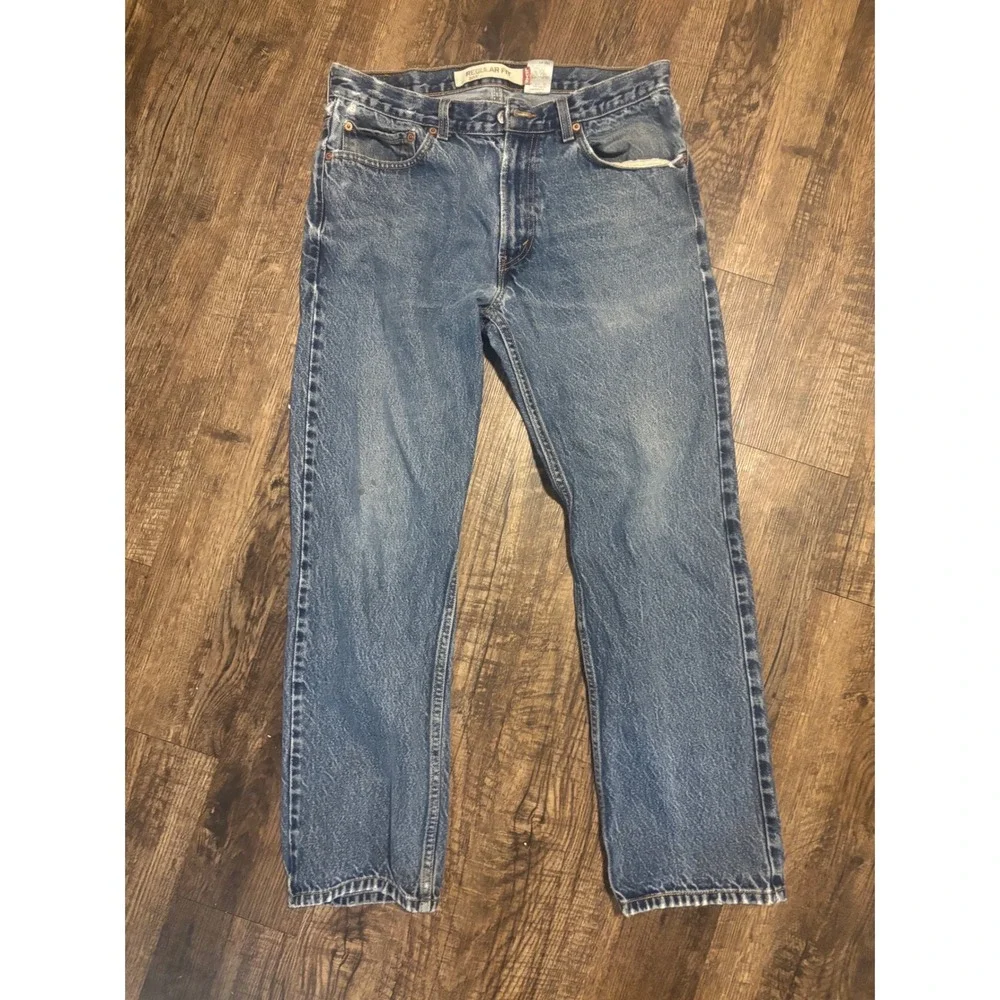 Levis 505 Regular Fit Blue Denim Jeans Mens W33 L30 Medium Wash Straight Leg