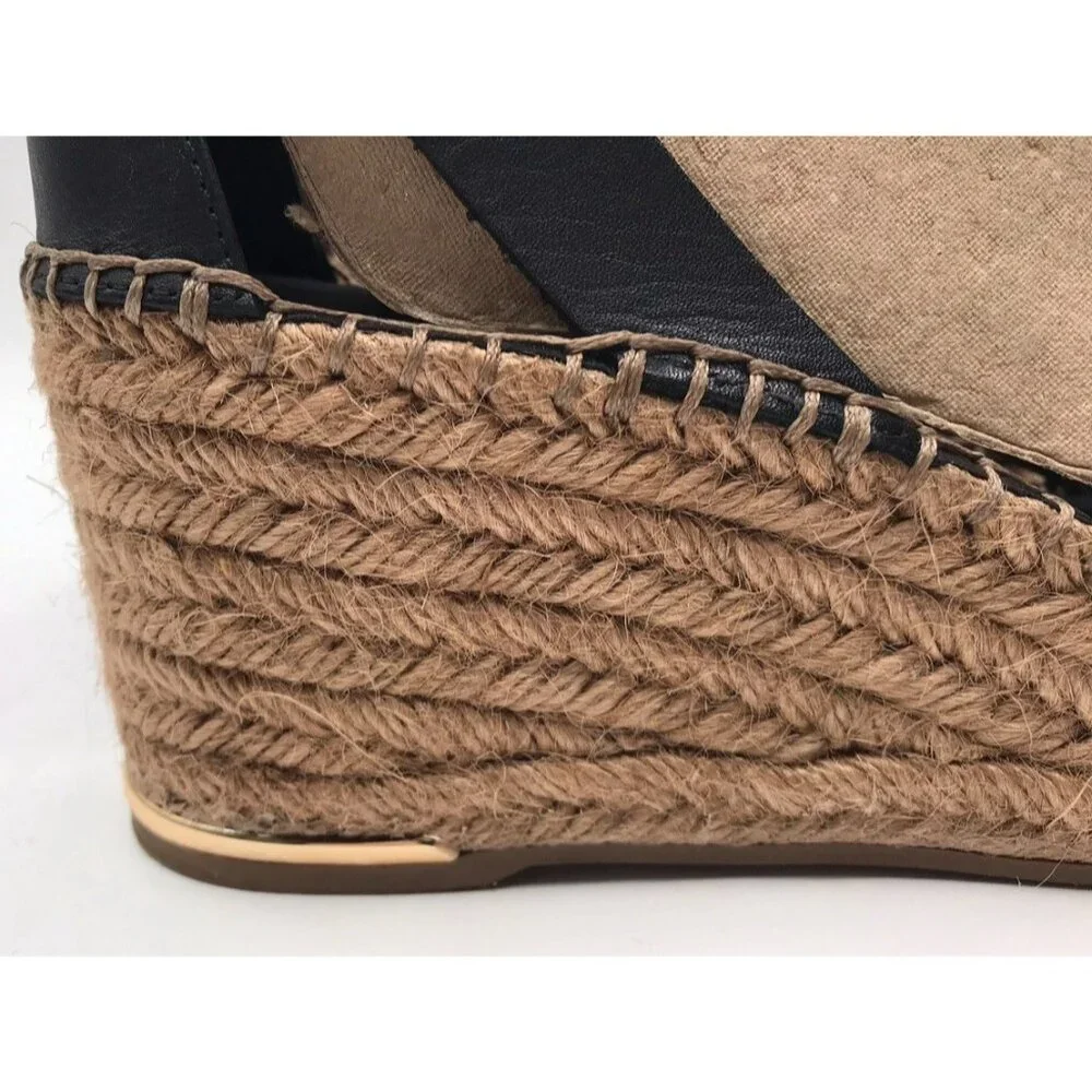 Franco‎ Sarto Sandals Womens Size 10 M Black Wedge Espadrilles
