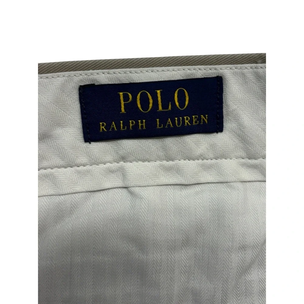 Polo Ralph Lauren 30x32 Khaki Chino Dress Pants Flat Front Cotton Slim Fit Mens