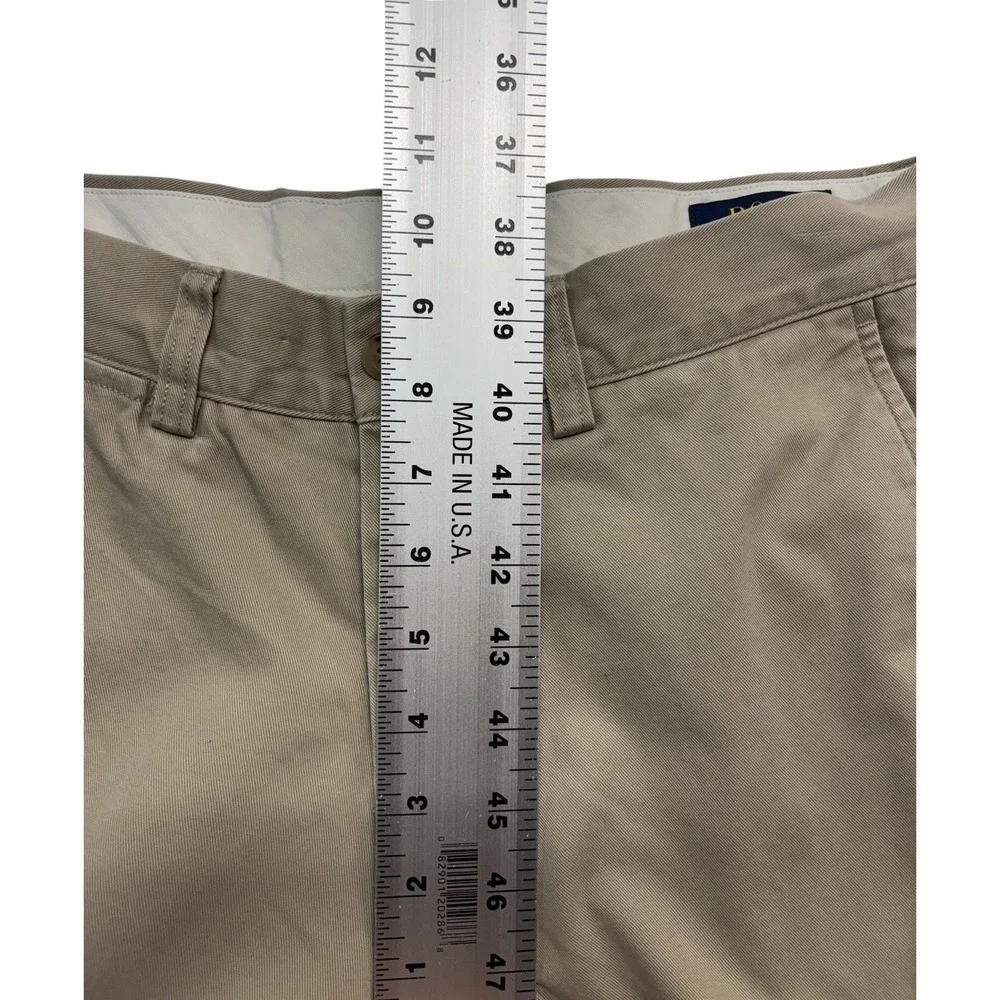 Polo Ralph Lauren 30x32 Khaki Chino Dress Pants Flat Front Cotton Slim Fit Mens
