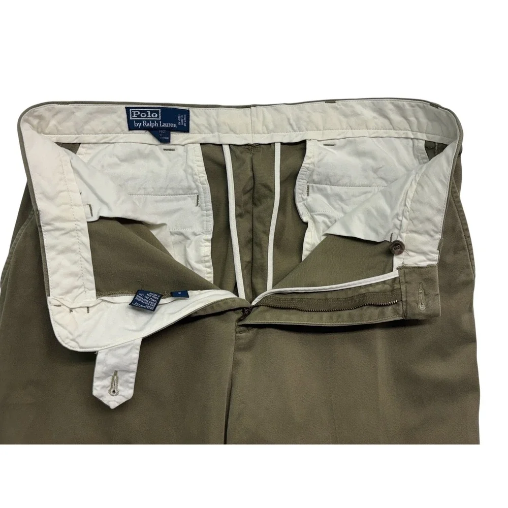 Polo Ralph Lauren 34x32 Olive Green Prospect Pants Chino Flat Front Cotton