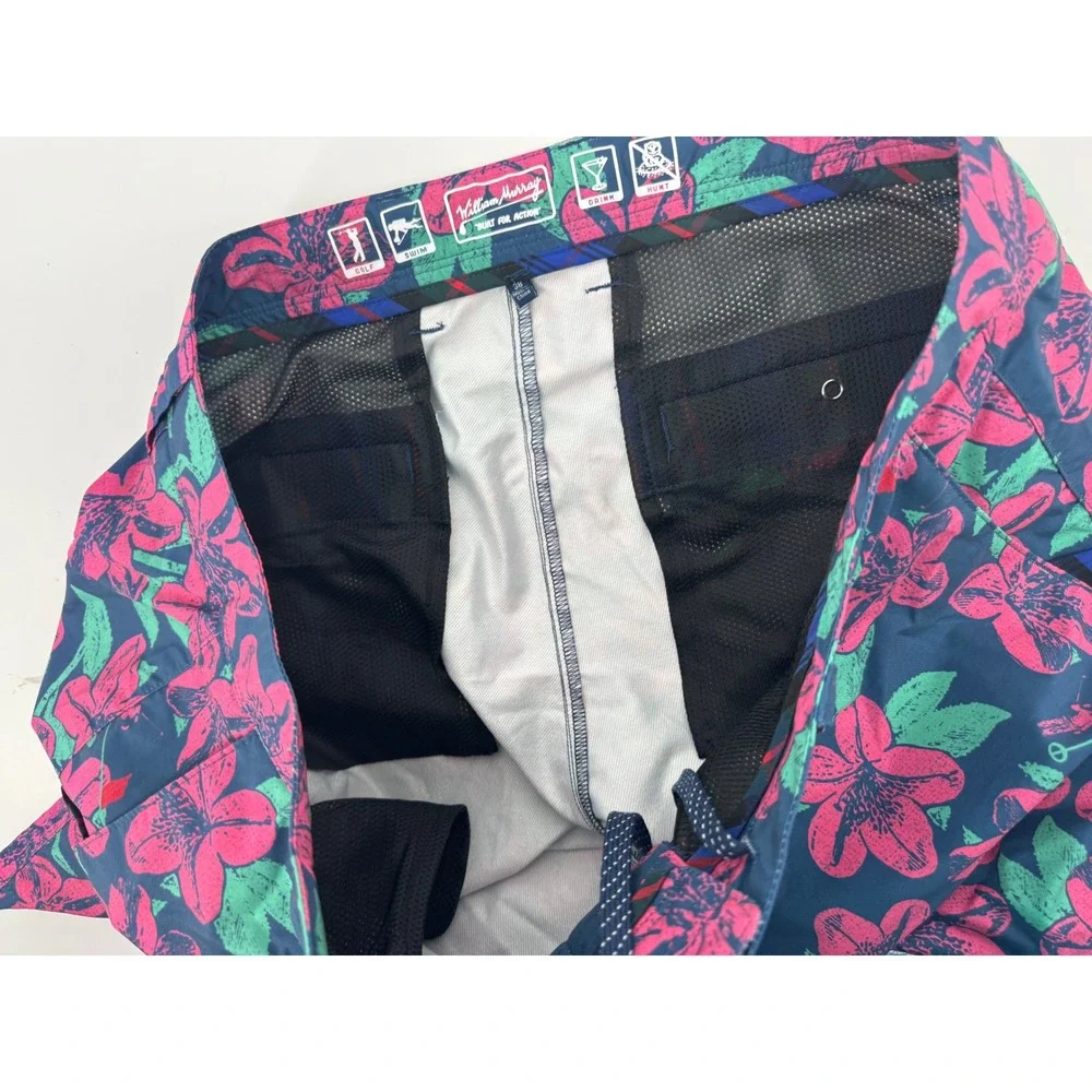 William Murray Hybrid Golf Shorts Mens 38 Navy Pink Green Floral Swim‎ Action