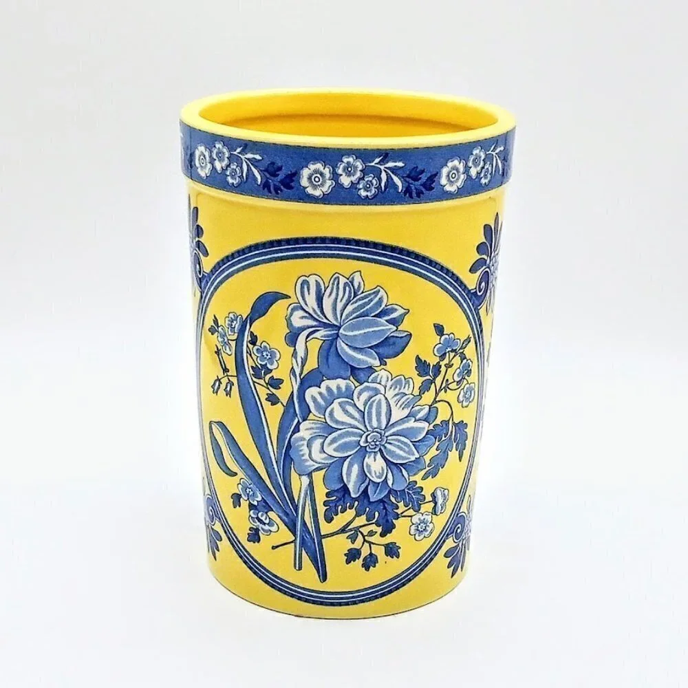 Spode Blue Room Garden Collection Yellow Ceramic Wine Cooler Utensil Holder Croc