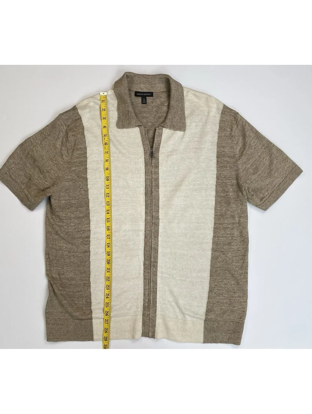 Banana Republic Full Zip Sweater Polo XL Tall Cotton Colorblock Retro XLT