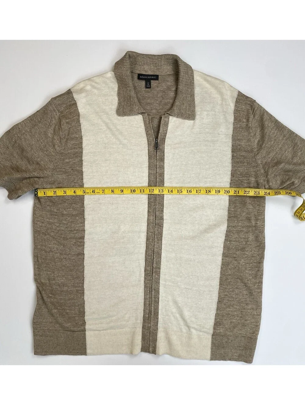 Banana Republic Full Zip Sweater Polo XL Tall Cotton Colorblock Retro XLT