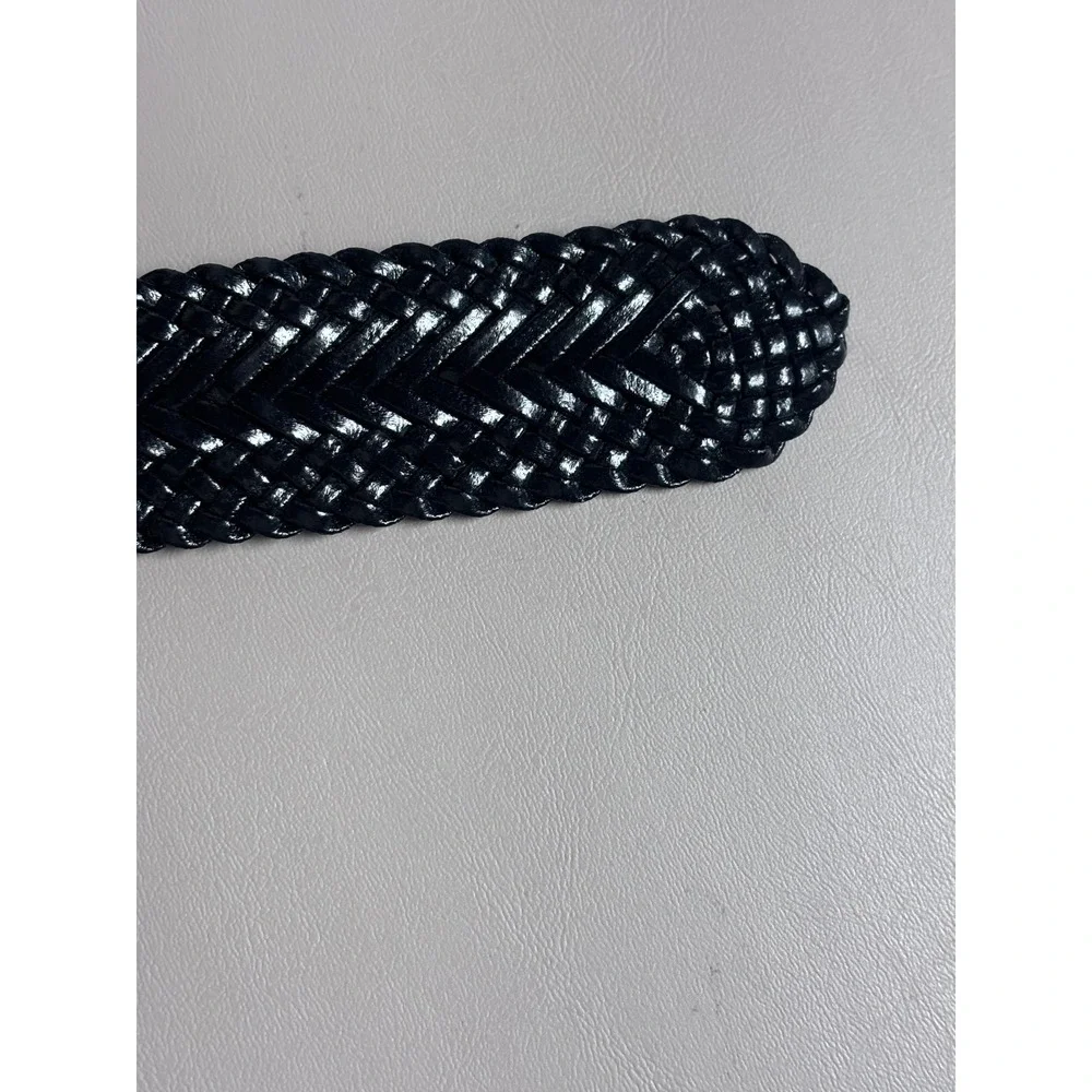 Womens VINTAGE  Black‎ Woven Belt Gold Sparkle Buckle Accent Fashion Accessory