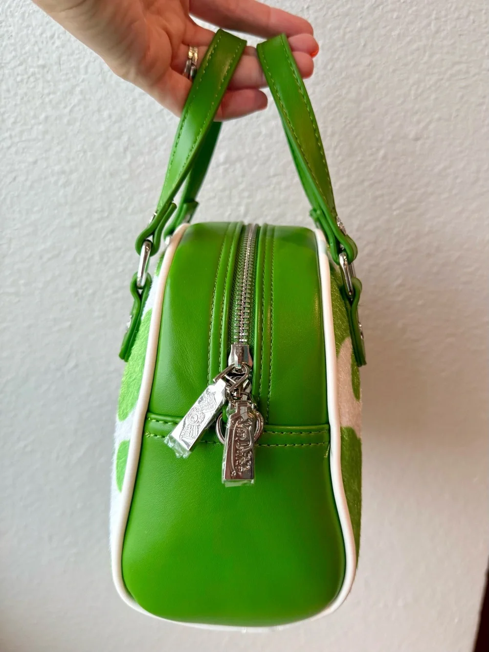 Von Dutch silver satchel green