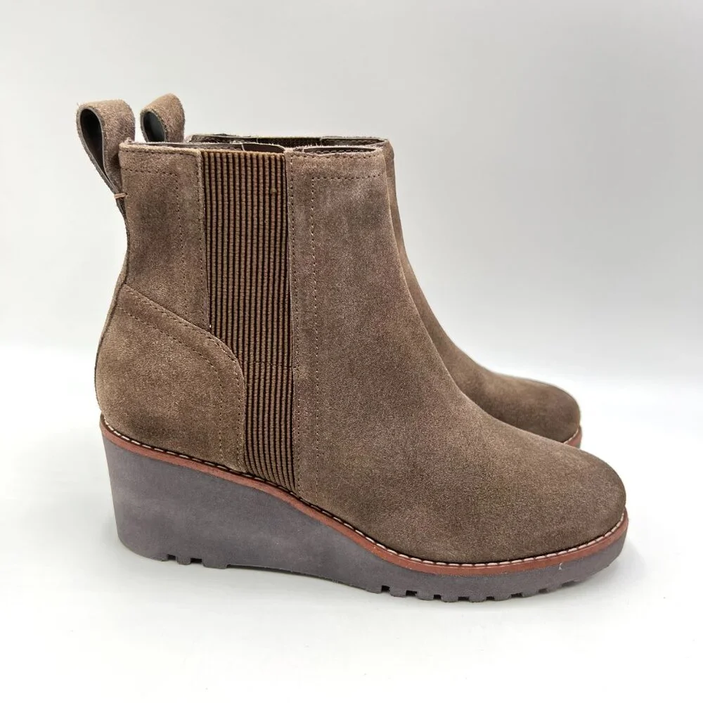 Sanctuary Womens Size 6.5 Engage Brown Suede Leather Wedge‎ Ankle Boots Shoes