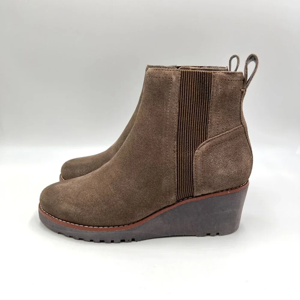 Sanctuary Womens Size 6.5 Engage Brown Suede Leather Wedge‎ Ankle Boots Shoes