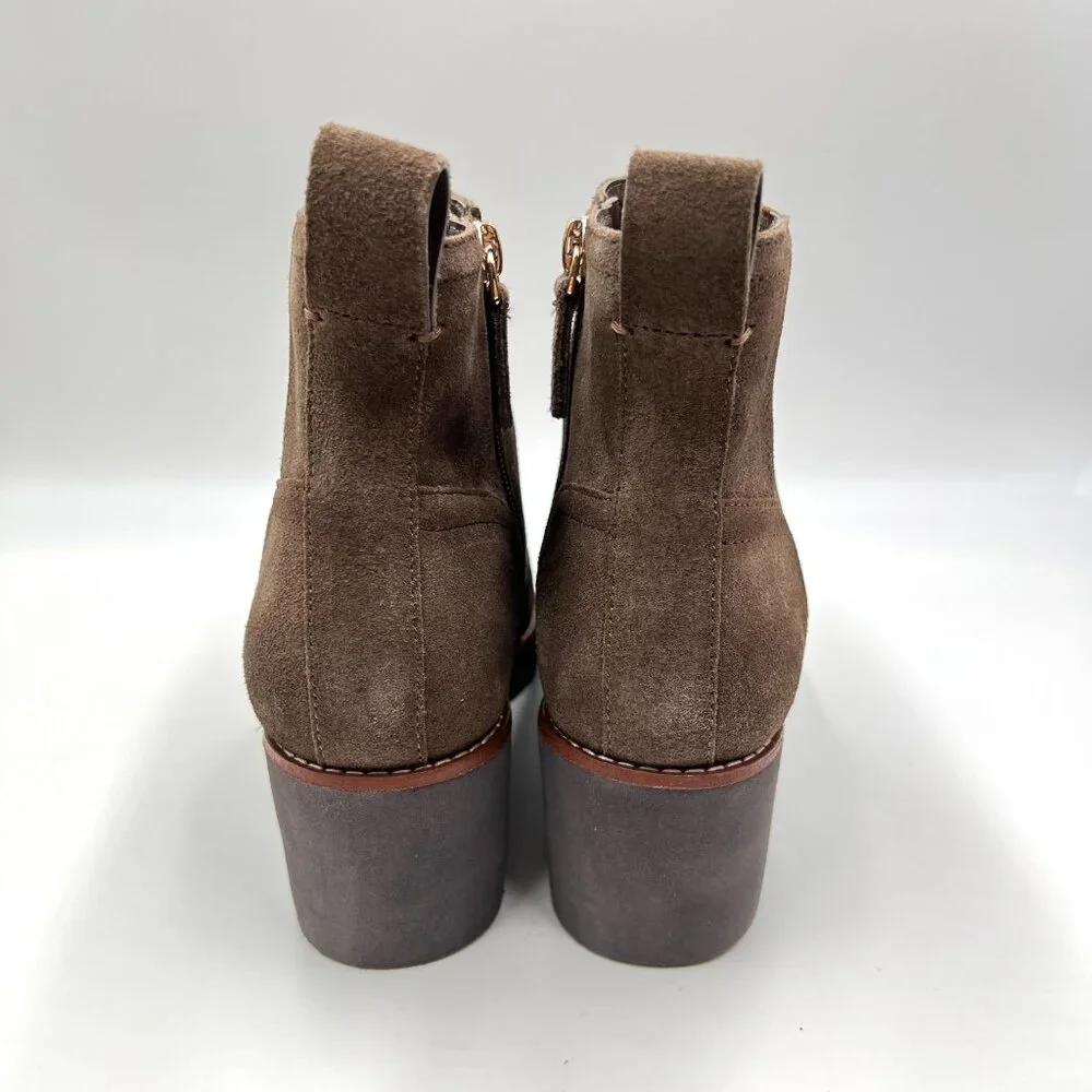 Sanctuary Womens Size 6.5 Engage Brown Suede Leather Wedge‎ Ankle Boots Shoes