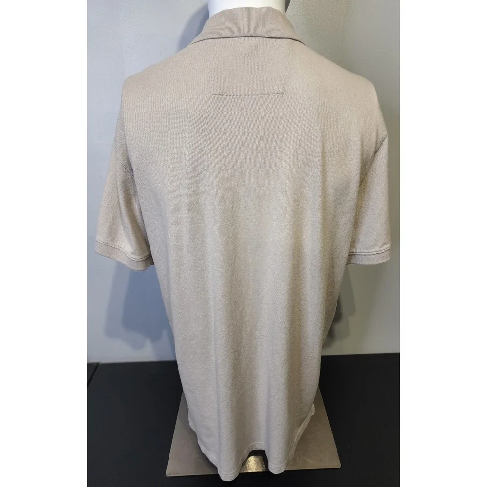 Banana Republic Shirt Mens Large Polo Tan Short‎ Sleeve Cotton Golf Preppy Rugby