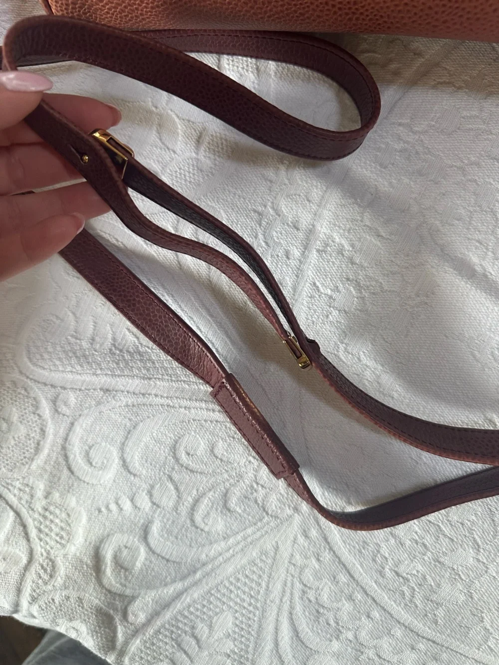 Vintage GOLDPFEIL Germany Brown Pebble Leather Top Handle Satchel Bag Brass Lock