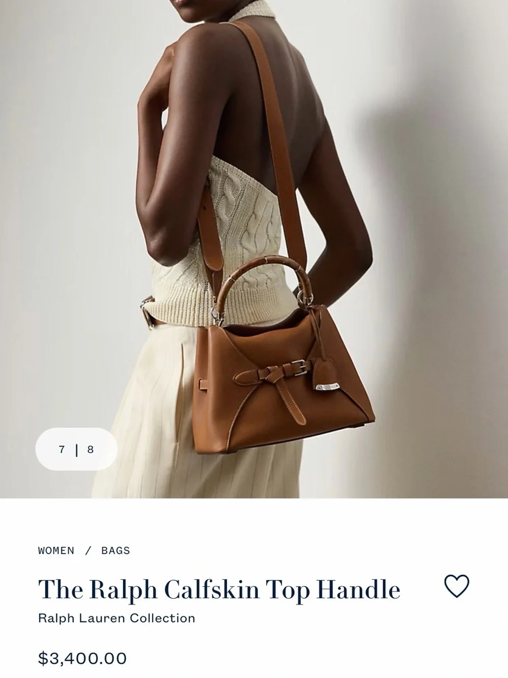 Ralph Lauren Tan Calfskin Top Handle Satchel