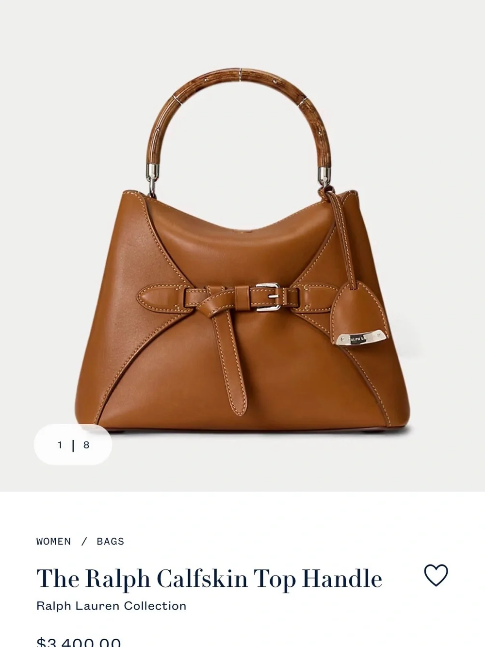 Ralph Lauren Tan Calfskin Top Handle Satchel