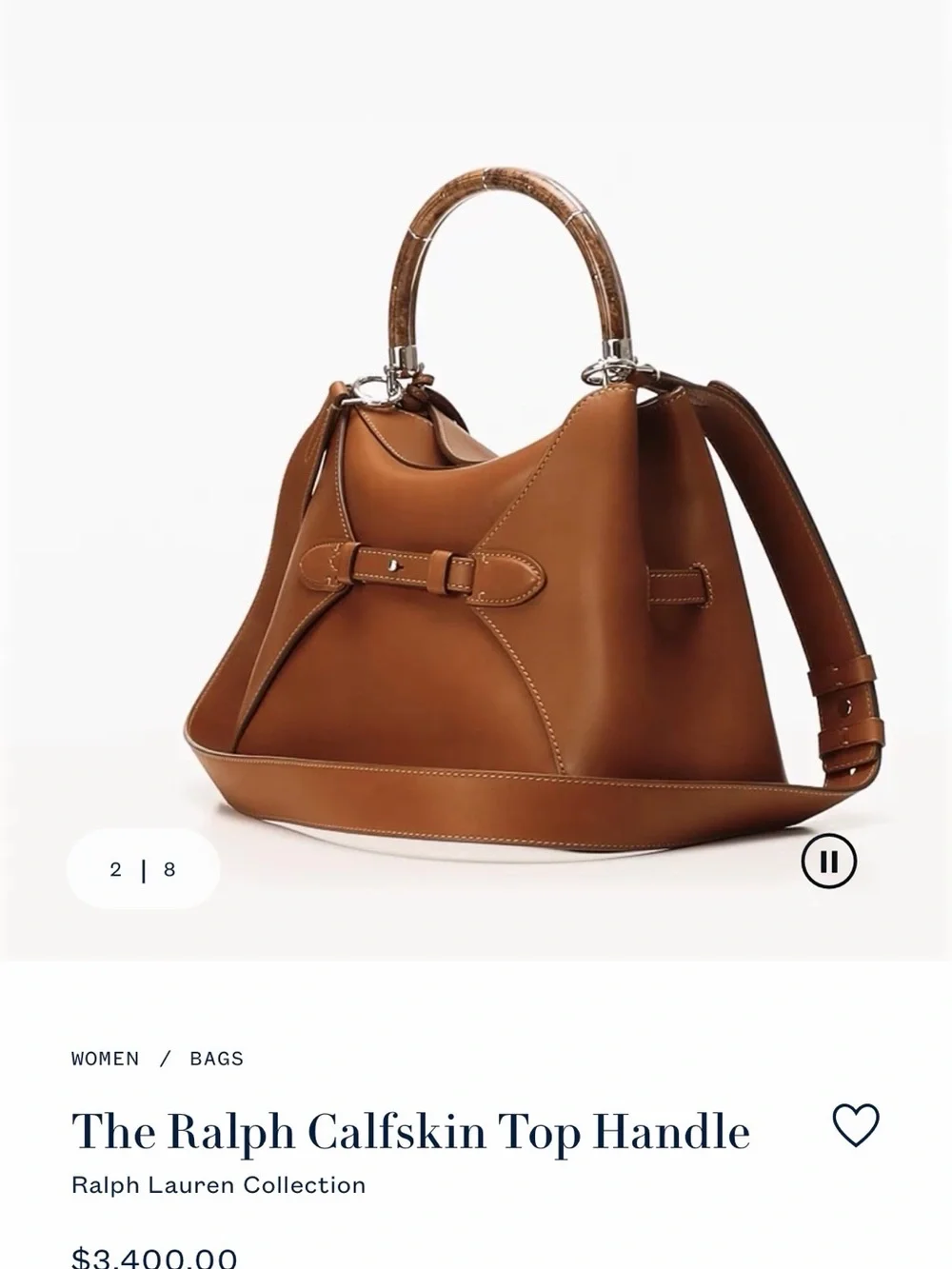 Ralph Lauren Tan Calfskin Top Handle Satchel