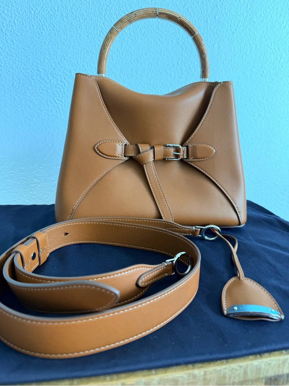 Ralph Lauren Tan Calfskin Top Handle Satchel